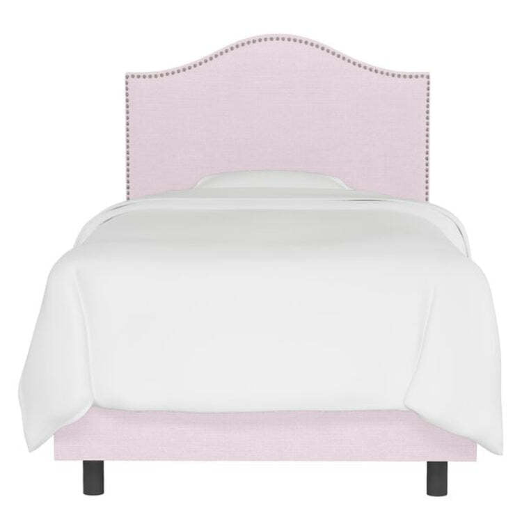Stylish Pink Twin Upholstered Bed with Curved Headboard for Kids