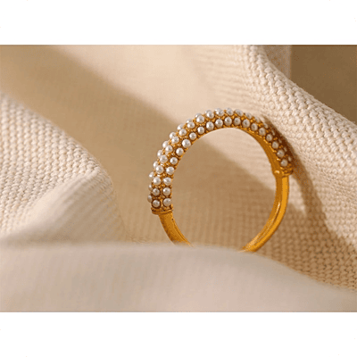 Anillo 4 Lineas de Perlitas