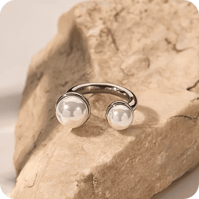 Anillo U-Shape Dos Perlas