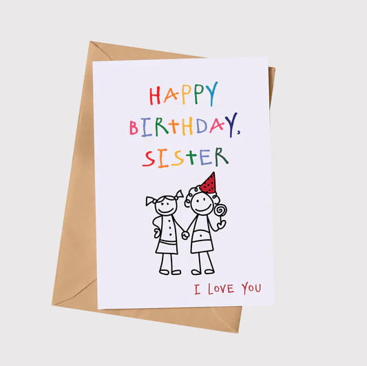 Anoela Happy Birthday Sister, I Love You Card - White