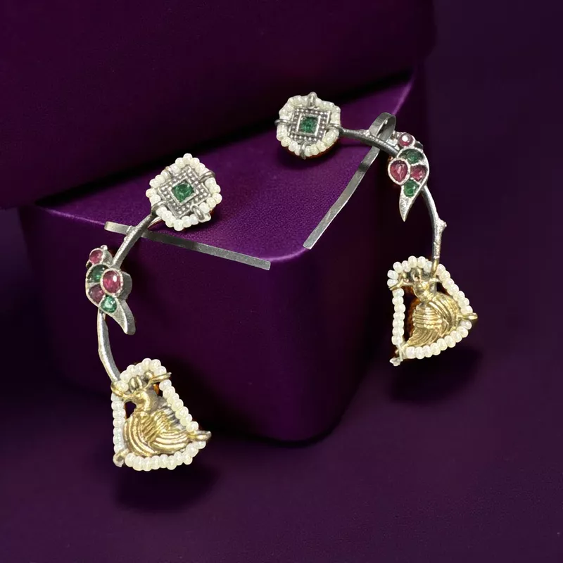 Dual-tone oxidised ear cuffs