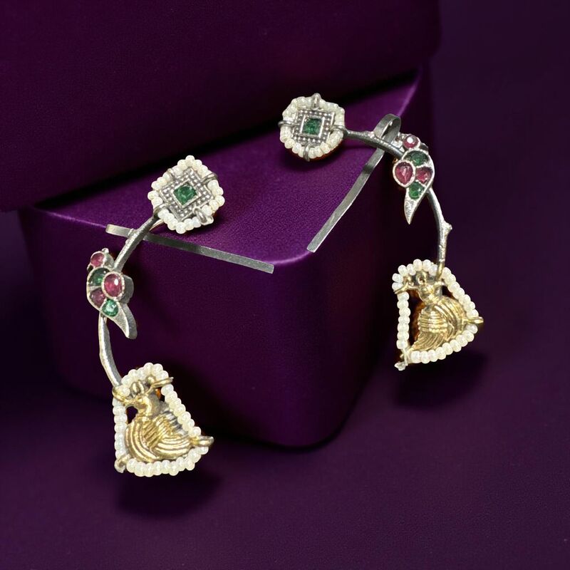 Dual-tone oxidised ear cuffs