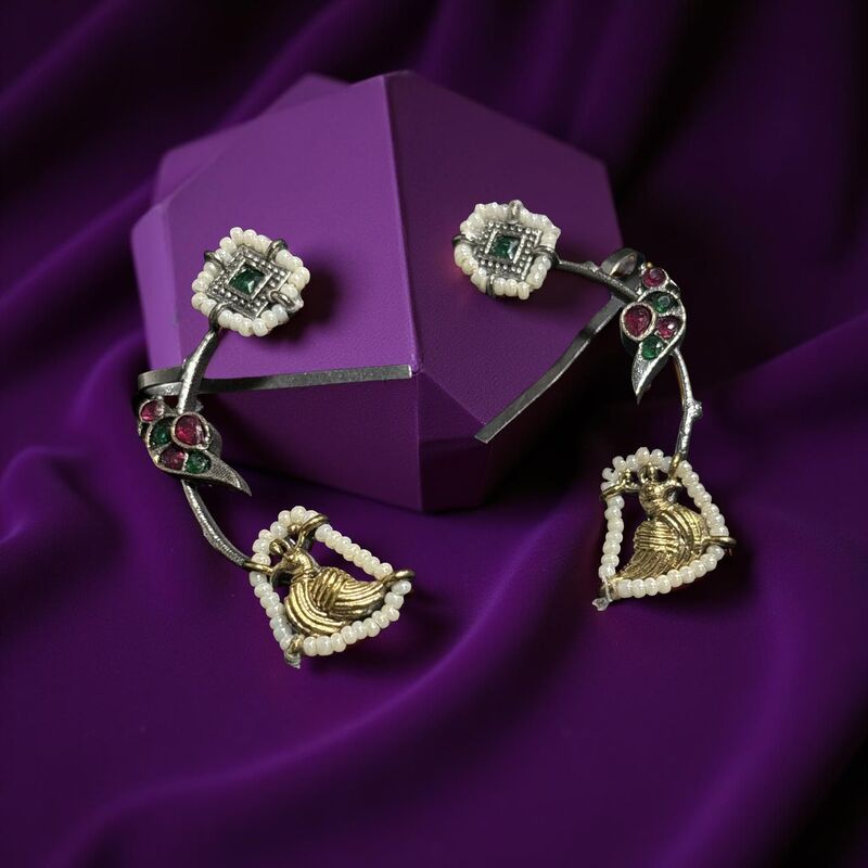 Dual-tone oxidised ear cuffs