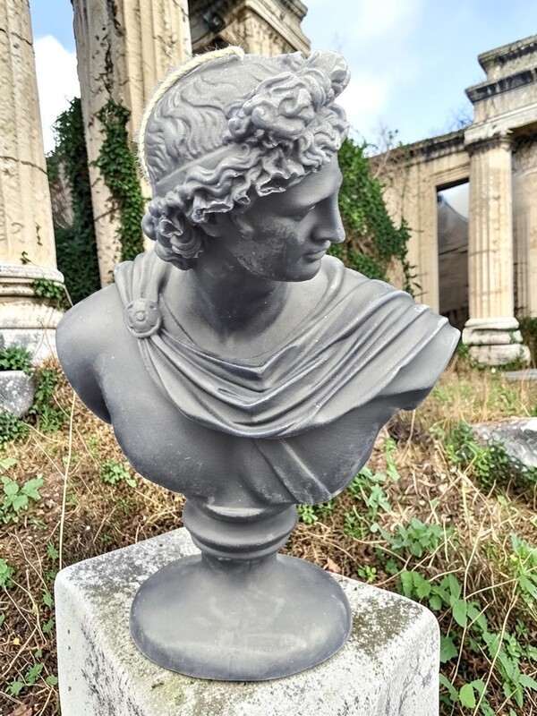 Handmade Apollo Bust Candle- Black, Unscented