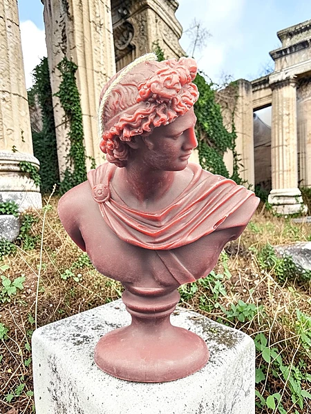 Handmade Apollo Bust Candle- Burgundy, Black Cherry Merlot Scented