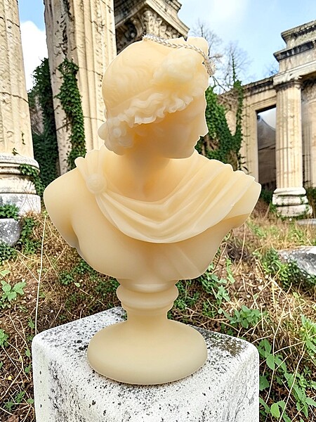 Handmade Apollo Bust Candle-White, Unscented