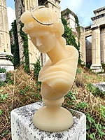 Handmade Apollo Bust Candle-White, Unscented