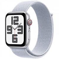 Apple Watch SE GPS + Cellular 40mm Silver Aluminium Case with Blue Cloud Sport Loop,Model A2725