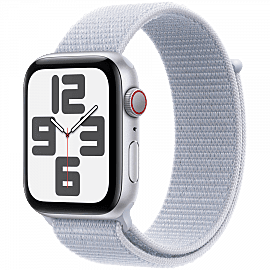 Apple Watch SE GPS + Cellular 40mm Silver Aluminium Case with Blue Cloud Sport Loop,Model A2725