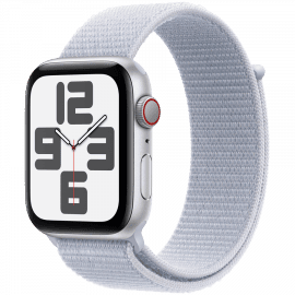 Apple Watch SE GPS + Cellular 40mm Silver Aluminium Case with Blue Cloud Sport Loop,Model A2725