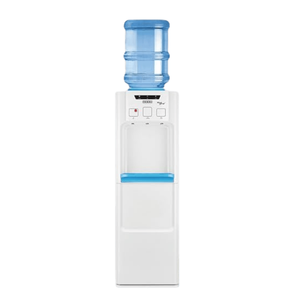 Front view of Usha Aqua Genie water dispenser showing LED status indicators.
