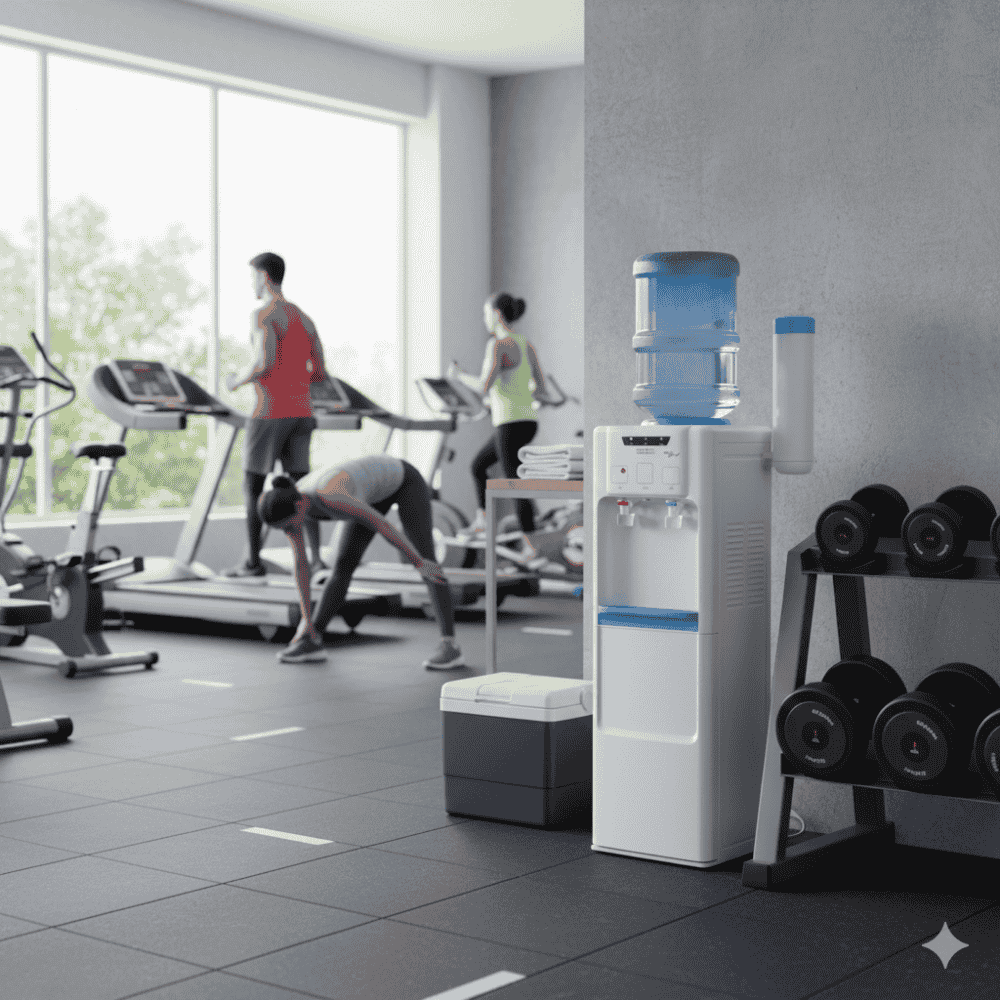 Ergonomic Usha Aqua Genie water dispenser design with easy-to-clean drip tray.