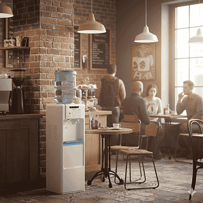 Usha Aqua Genie water dispenser with a top-loading 20-liter water bottle attached.