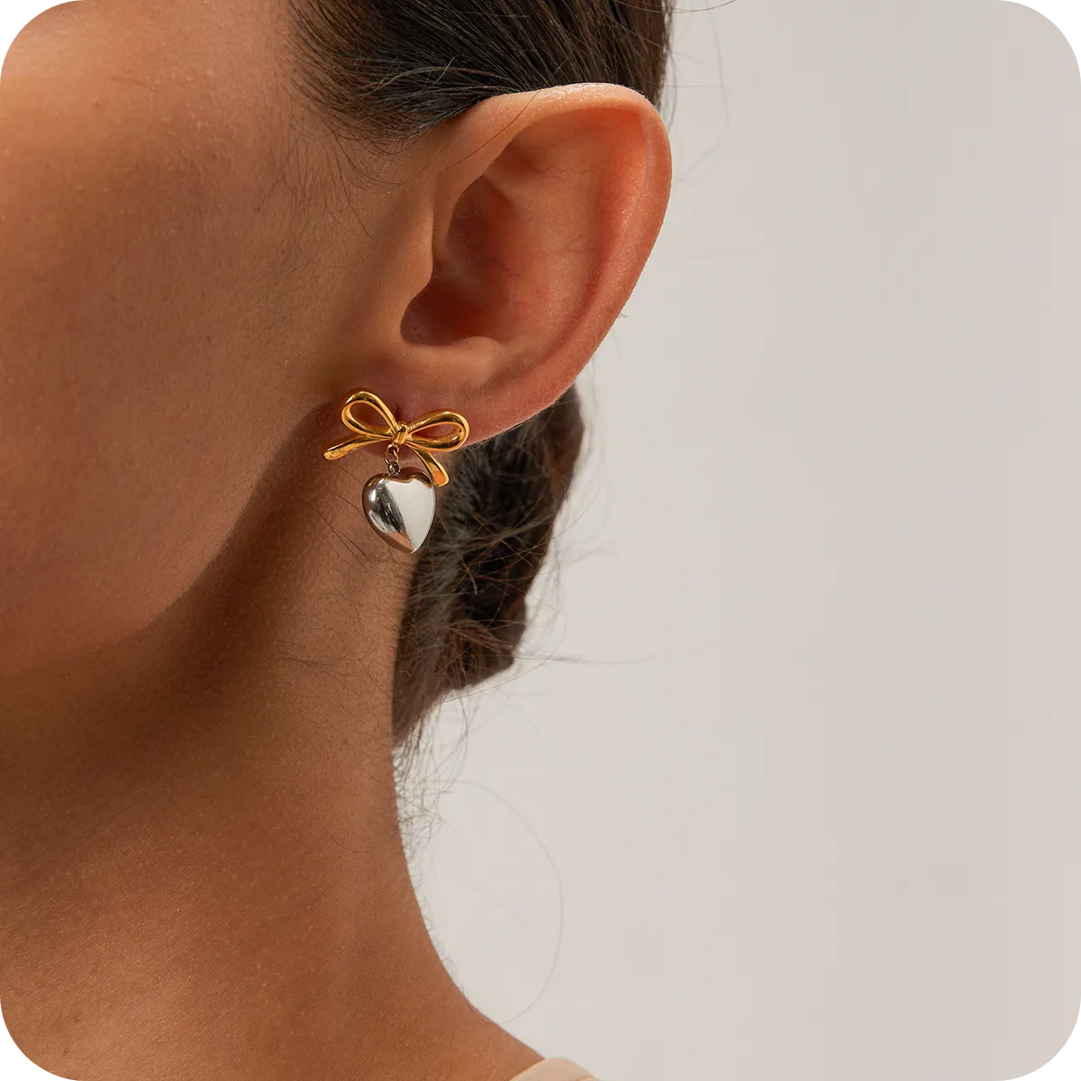 Bow Gold & Silver Earrings