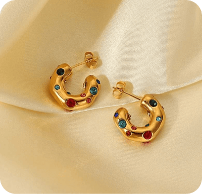 Argollas Retro con Incrustaciones