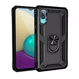 Case Samsung A02 Noir - Armure Hybride Militaire avec bague de maintien