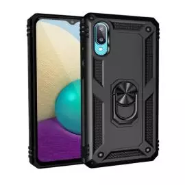 Case Samsung A02 Noir - Armure Hybride Militaire avec bague de maintien