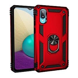 Case Samsung A02 Rouge - Armure Hybride Militaire avec bague de maintien