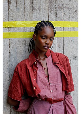 Paneled Pauldron shirt with wrapper extension