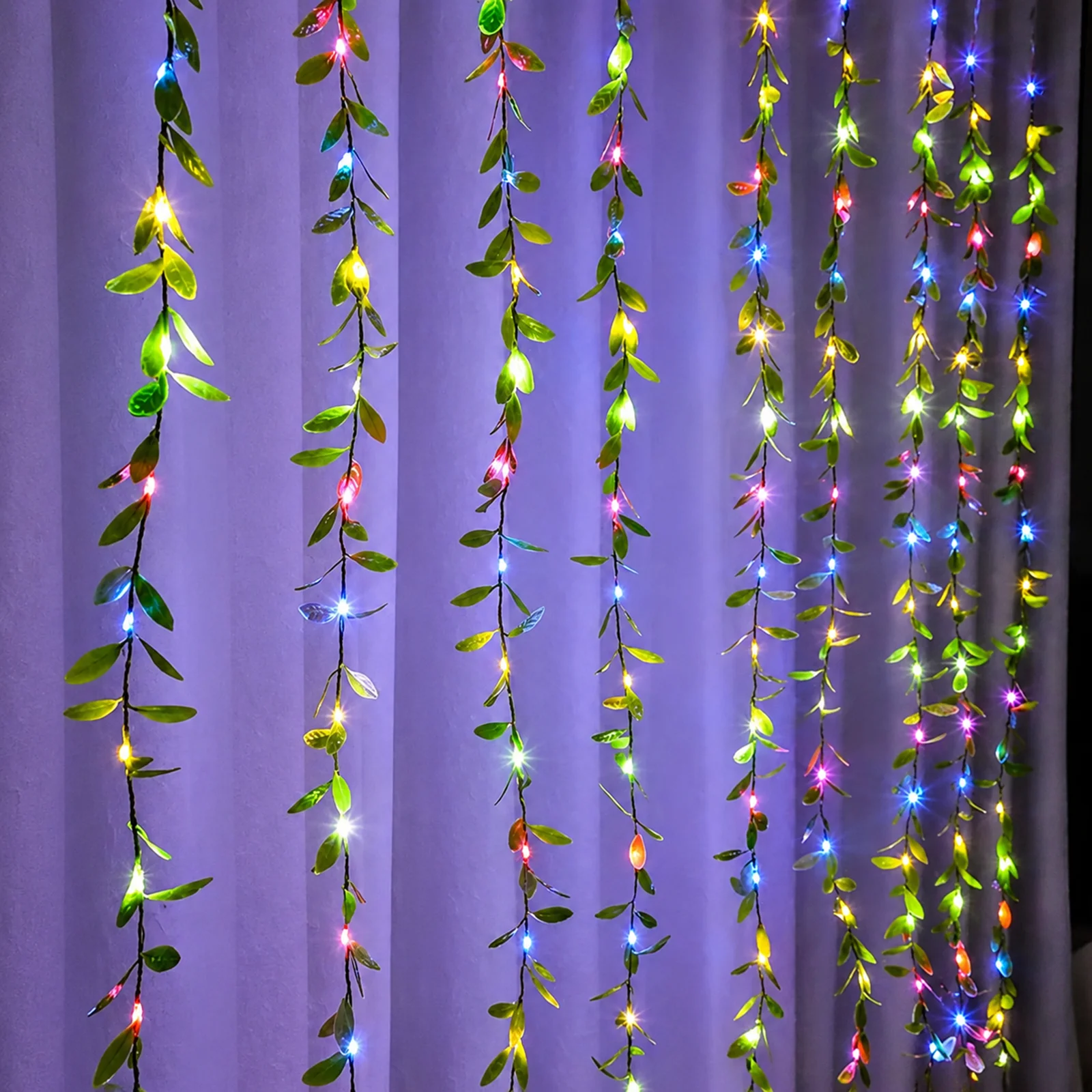 Artificial Leaf Curtain Lights 200 LED Multicolour with 8 Modes for Home & Festival Decoration