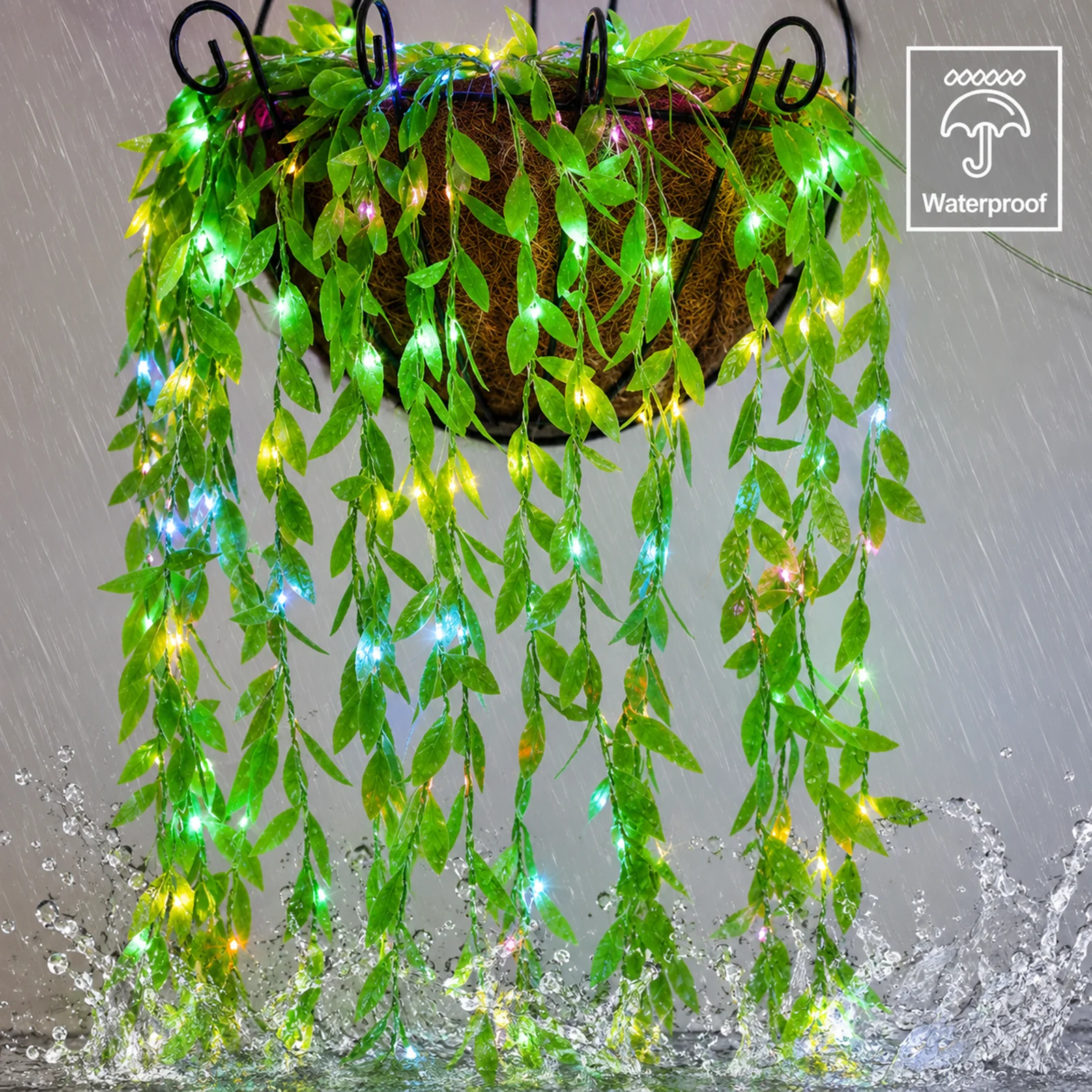 Artificial Leaf Curtain Lights 200 LED Multicolour with 8 Modes for Home & Festival Decoration