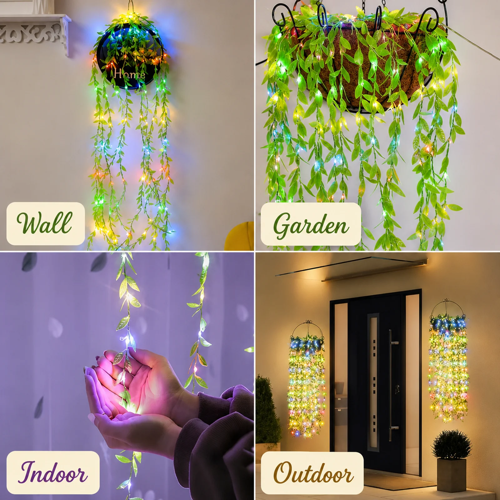 Artificial Leaf Curtain Lights 200 LED Multicolour with 8 Modes for Home & Festival Decoration
