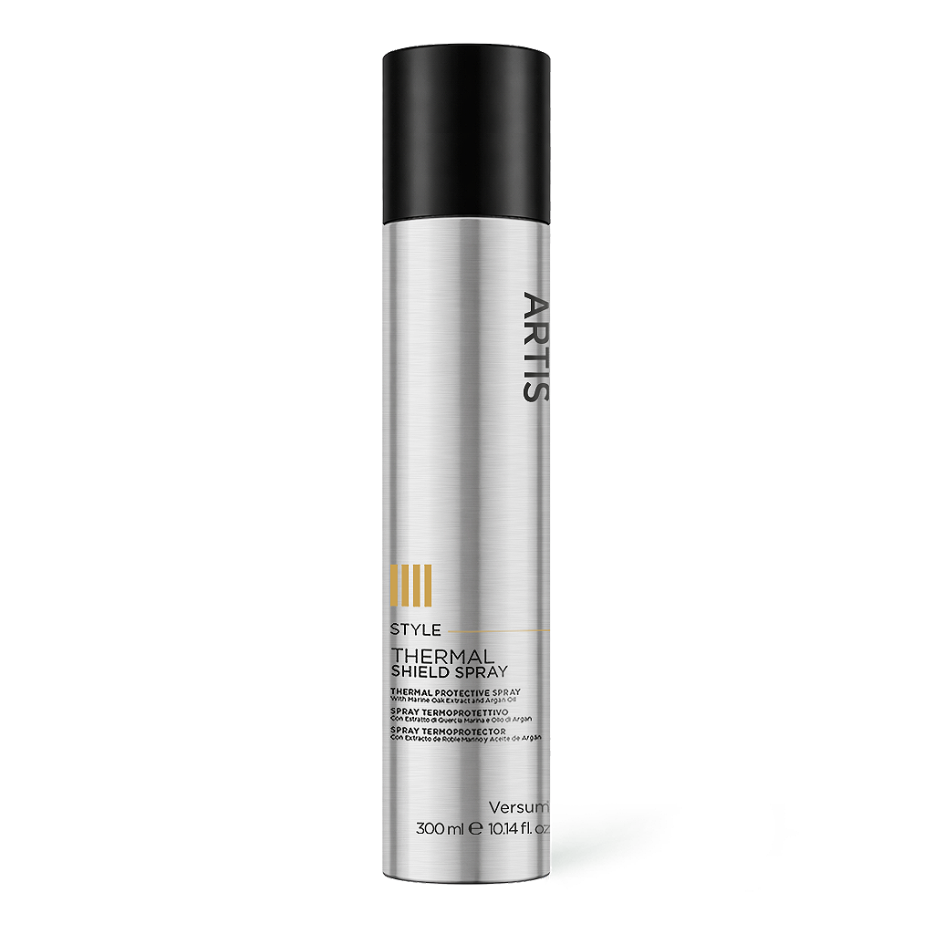 Thermal Shield Spray heat protectant with Sea Oak extract and argan oil for frizz control