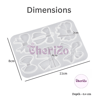 Premium Silicone 6 Cavities Unique Bow Mould for Multipurpose Uses | Flexible & Reusable Mould for DIY Crafts, Resin Arts, Candles, Decorations & Home Decors