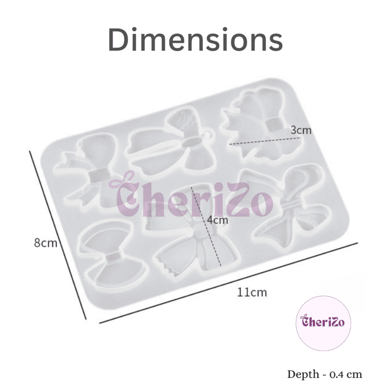 Premium Silicone 6 Cavities Unique Bow Mould for Multipurpose Uses | Flexible & Reusable Mould for DIY Crafts, Resin Arts, Candles, Decorations & Home Decors