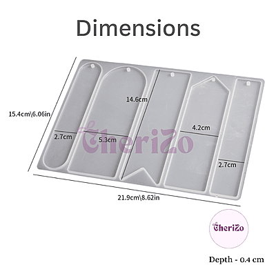 Premium Silicone 5 Cavities Bookmarks Mould for Resin Casting | Flexible & Reusable Mould for DIY Crafts, Resin Bookmarks, Wall Hangings, Home Decors & Creative Projects