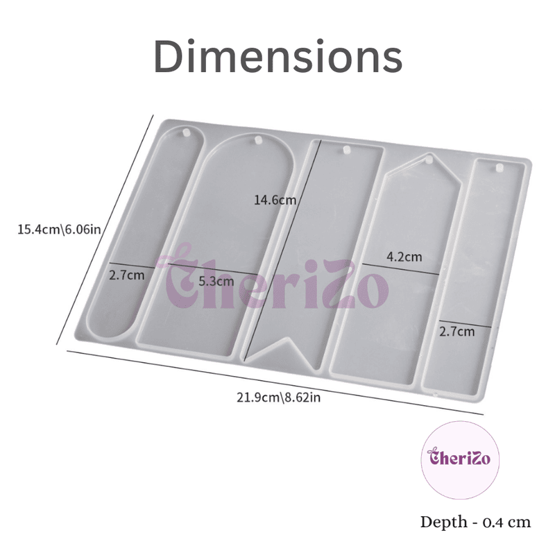 Premium Silicone 5 Cavities Bookmarks Mould for Resin Casting | Flexible & Reusable Mould for DIY Crafts, Resin Bookmarks, Wall Hangings, Home Decors & Creative Projects