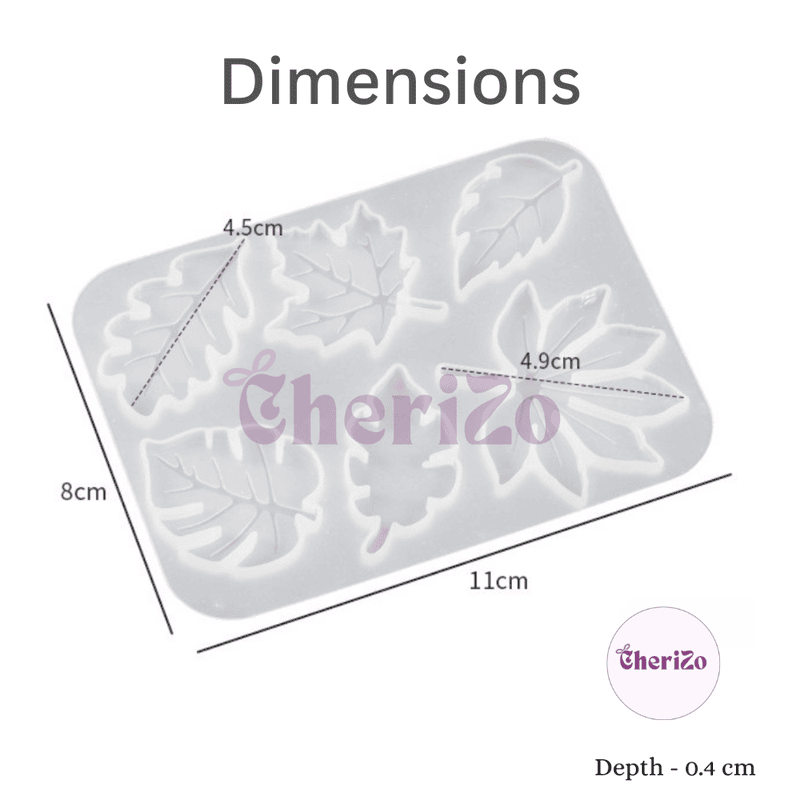 Premium Silicone 6 Cavities Floral Leafs Mould for Resin Casting | Flexible & Reusable Silicone Mould for DIY Crafts, Wall Hangings, Keychains, Home Decors & Resin Art Projects