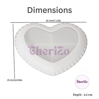 Premium Silicone Beaded Heart Design Mould for Multipurpose Uses (Resin Casting, Candle Making, Decorative Plates) | Flexible & Reusable Silicone Mould for DIY Crafts, Resin Arts, Home Decors & Gifts