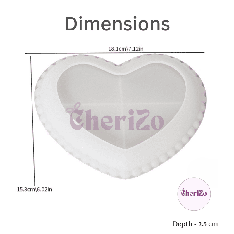 Premium Silicone Beaded Heart Design Mould for Multipurpose Uses (Resin Casting, Candle Making, Decorative Plates) | Flexible & Reusable Silicone Mould for DIY Crafts, Resin Arts, Home Decors & Gifts