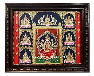 Ashtalakshmi Tanjore Painting - Landscape Orientation Ashtalakshmi Tanjore Painting - Landscape Orientation