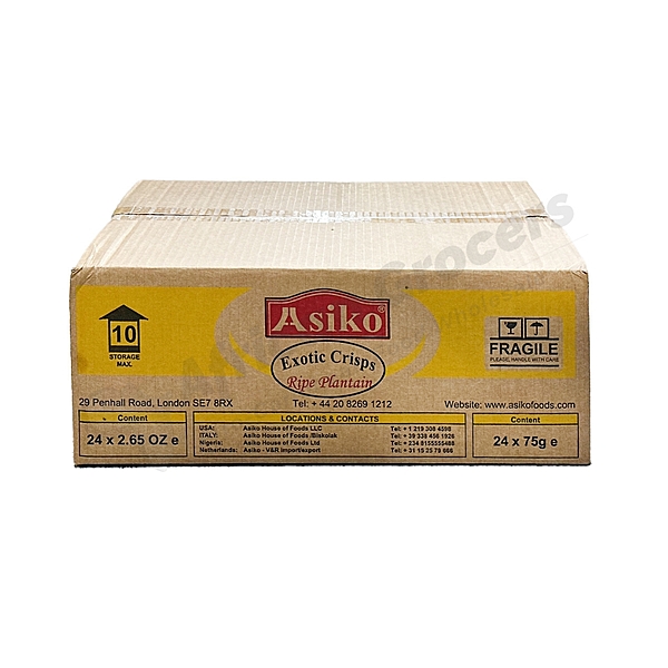 25439 Asiko Exotic (Yellow) Plantain Chips 75g X 24