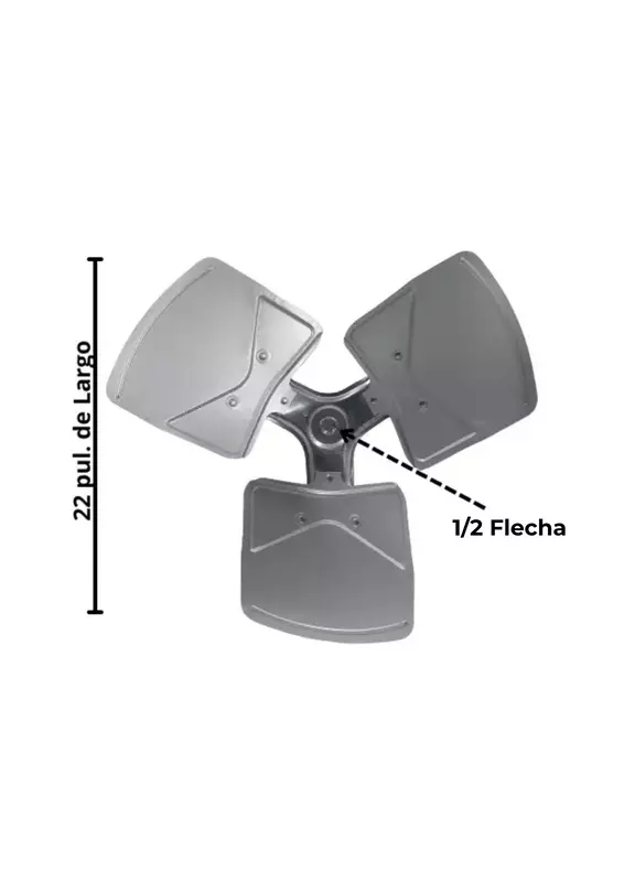 Aspa Metalica Central Carrier 3 Hojas Rotacion Cw Flecha 1/2 Diametro 22 Pulgadas - La01Ra-044