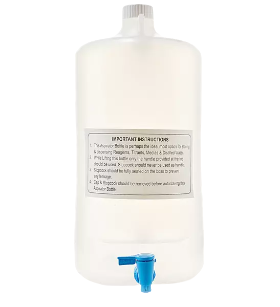 EZLabpure™ Aspirator Bottle 20 L, PP, White Cap With Spigot, 1/EA