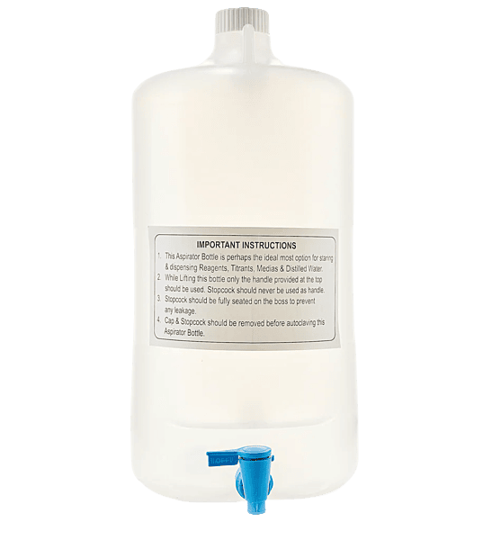 EZLabpure™ Aspirator Bottle 20 L, PP, White Cap With Spigot, 1/EA