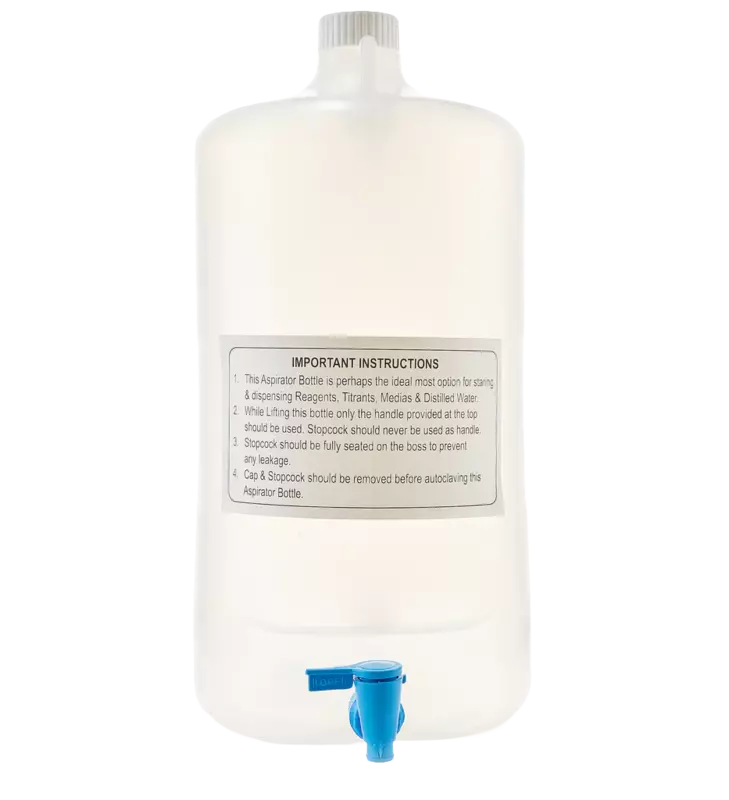 EZLabpure™ Aspirator Bottle 20 L, PP, White Cap With Spigot, 1/EA
