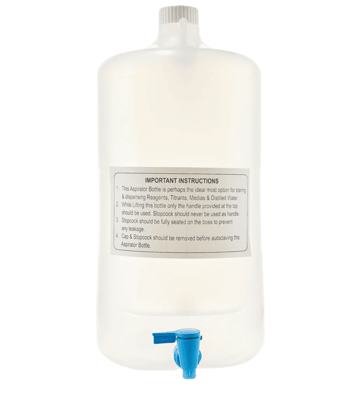 EZLabpure™ Aspirator Bottle 20 L, PP, White Cap With Spigot, 1/EA