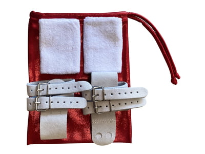 RED SHINY FOIL MYSTIQUE GRIP BAG WITH RHINESTONES