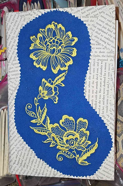 J007 Yellow Floral Blue Background