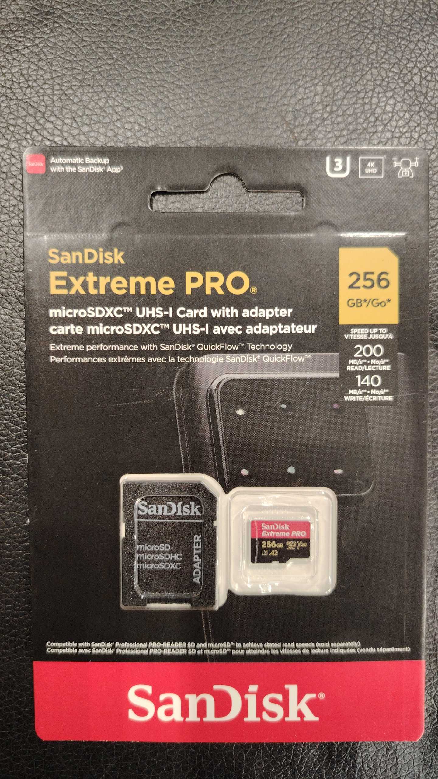 SanDisk Extreme Pro 256GB microSDXC UHS-I V30 200MB/s Read 140MB/s Write Memory Card