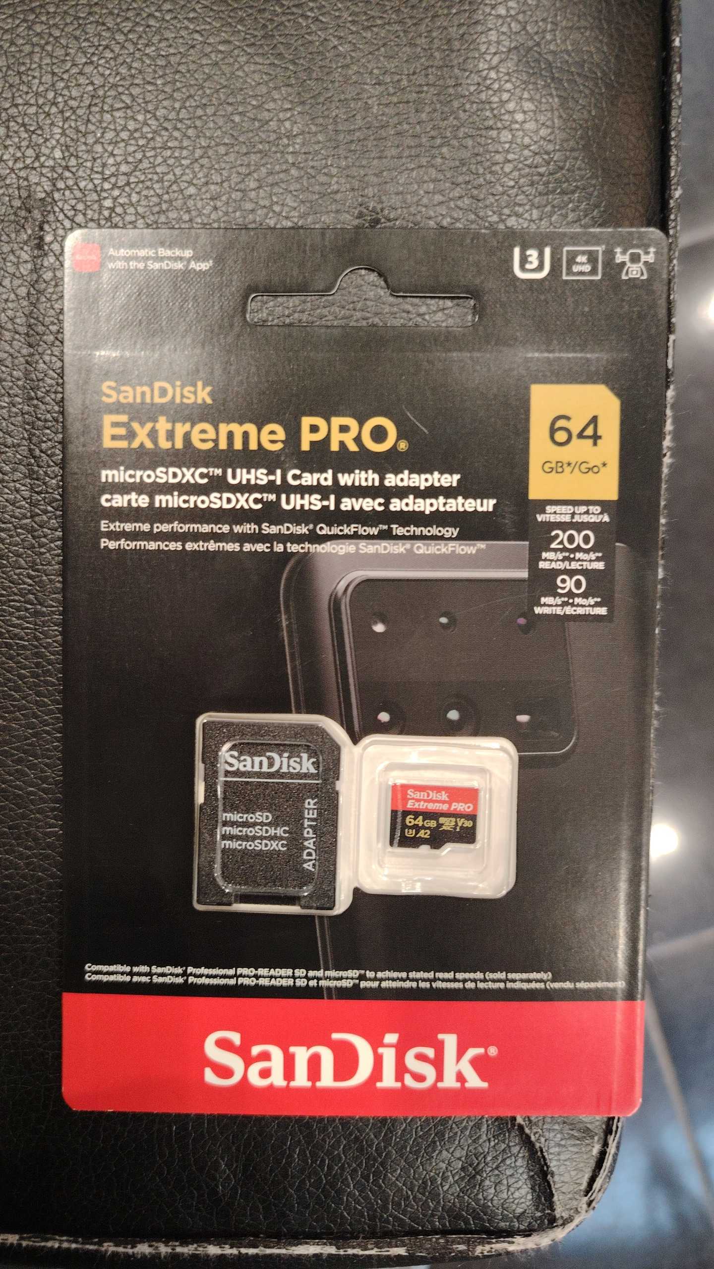 SanDisk Extreme Pro UHS I MicroSD Card 64GB 200MB/s Read, 90MB/s Write for Memory Card