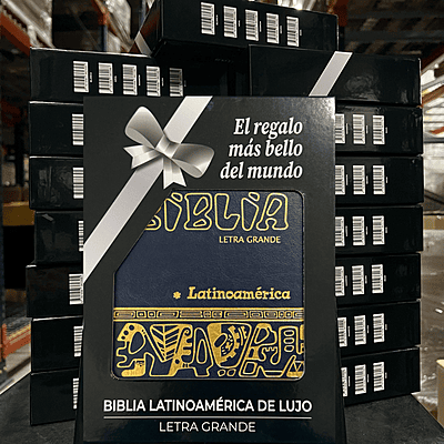 La Biblia Latinoamérica de Lujo Azúl / Letra Grande / Imitación piel / Cierre e Índice - Caja de 16 unidades
