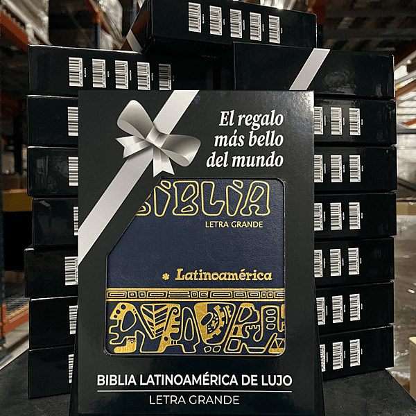La Biblia Latinoamérica de Lujo Azúl / Letra Grande / Imitación piel / Cierre e Índice - Caja de 16 unidades