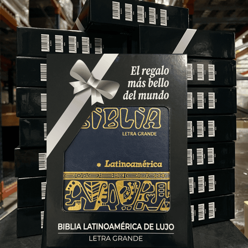 La Biblia Latinoamérica de Lujo Azúl / Letra Grande / Imitación piel / Cierre e Índice - Caja de 16 unidades
