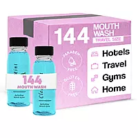 Enjuague Bucal ClearMint, Botella de 1 oz Tamaño de Viaje/Hospitalidad - 144 Piezas/Caja