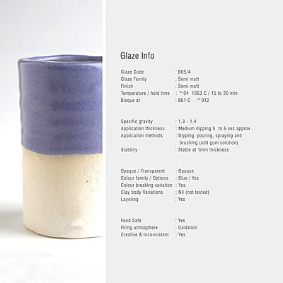 Sara Low Fire Semi Matt Pastel Indigo B05/4 Sara Low Fire Semi Matt Pastel Indigo B05/4